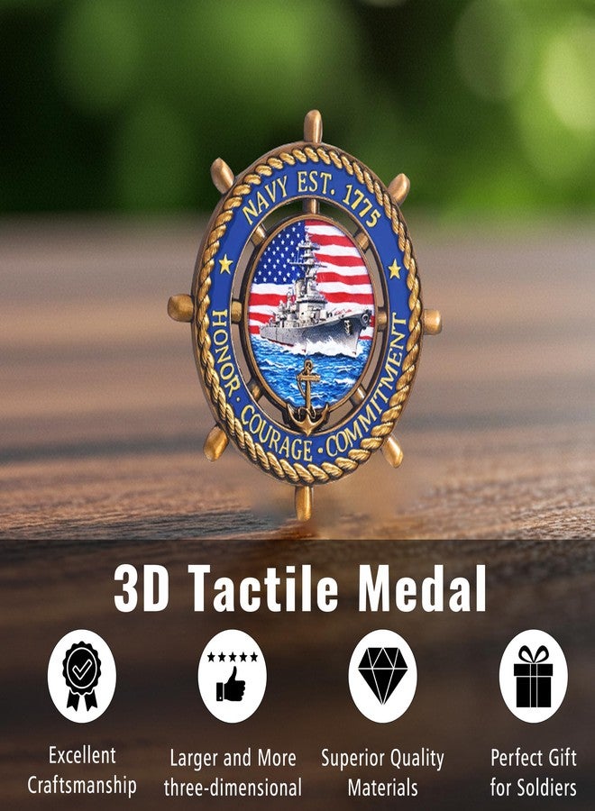 LParkin U.S. Navy Challenge Coin with Sailor's Creed, 2.36 Inch Double-Sided US Navy Coin, Commemorative Military Gift for Veterans, Sailors, and Collectors - Image 4